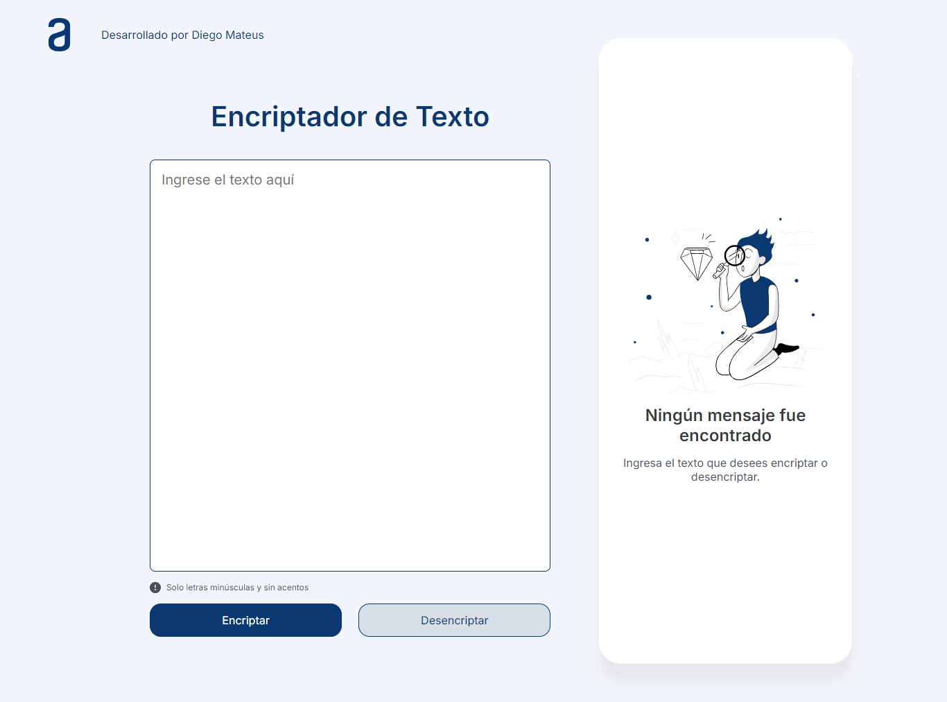 Vista previa del proyecto Encriptador de texto